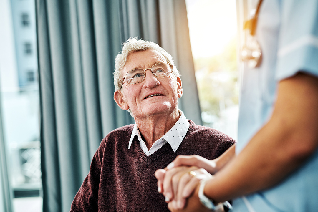Elderly man receiving care