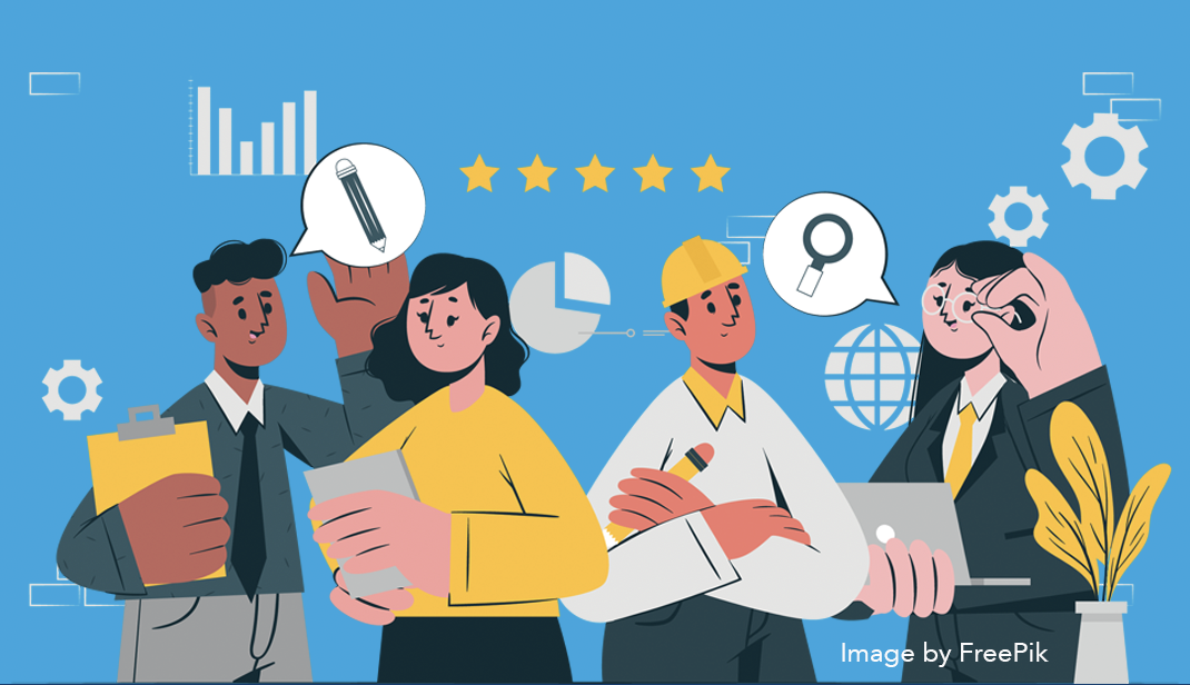 Illustration of various characters in various job roles