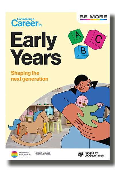 Career guide cover featuring illustration of carer and baby