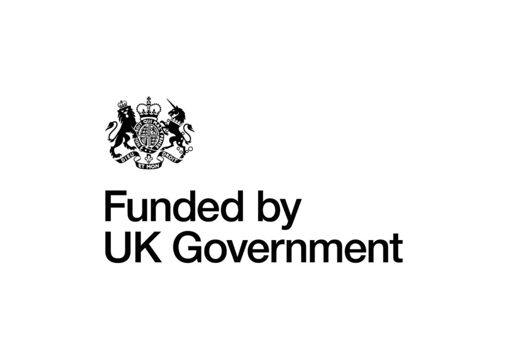 Funded by UK Government Black logo on white background