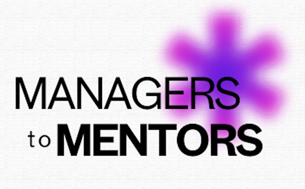 Managers to Mentors - black text on grey background