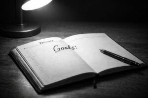 Image of diary in black and white