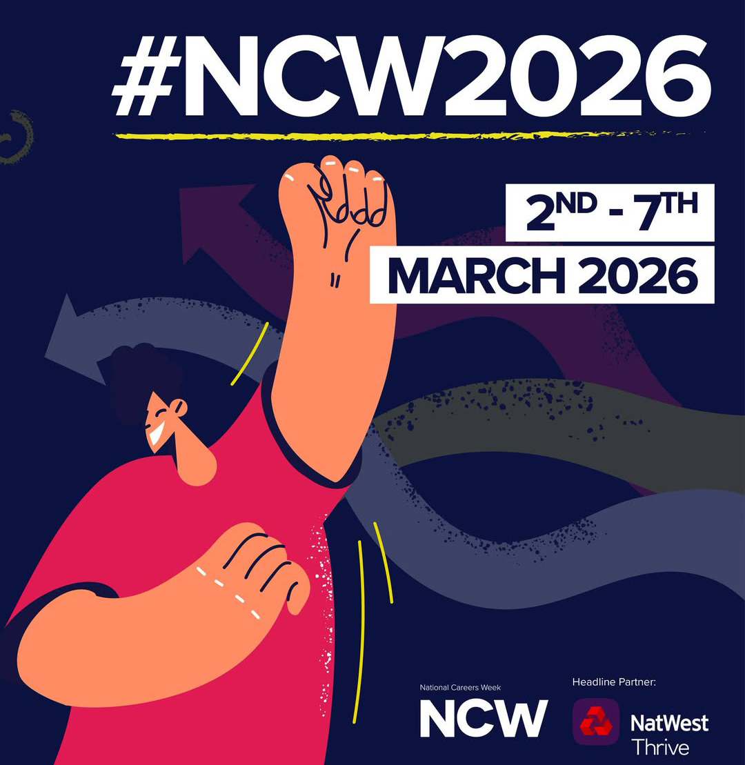 NATIONAL CAREERS WEEK 2026 GRAPHIC WITH ILLUSTRATED CHARACTER