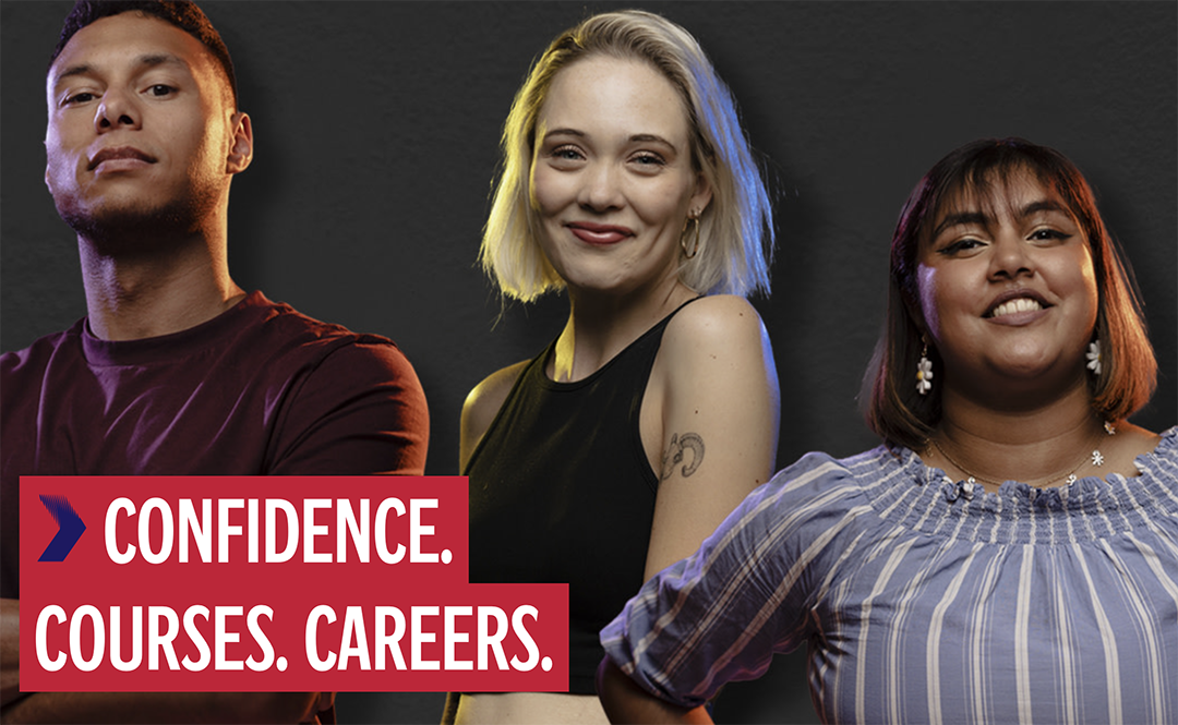 Image of male and two females promoting the King's Trust