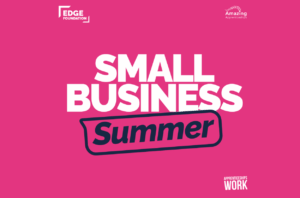 Small business summer text on pink background