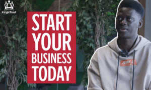 Image of young black male with text Start your Business Today