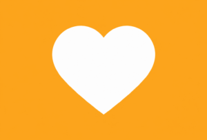 White love heart on orange background
