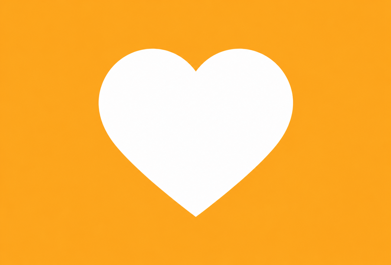 White love heart on orange background