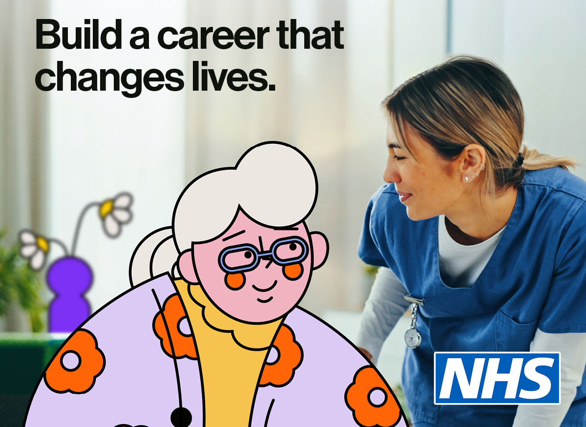 Image of female nurse and character of female patient