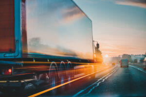 Long exposure image of HGV on motorway