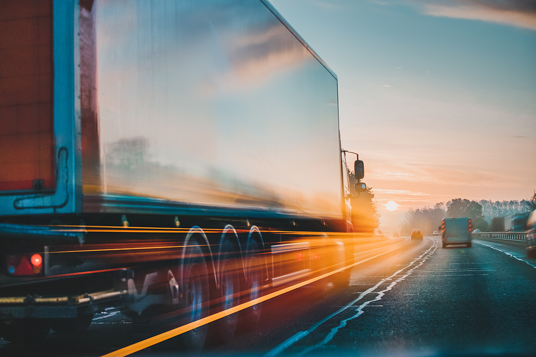 Long exposure image of HGV on motorway