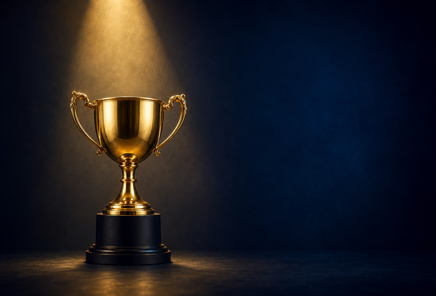 Image of gold trophy on dark blue background