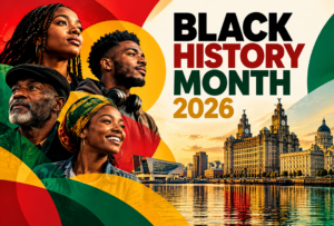 Image celebrating Black History Month - featuring key historical figures