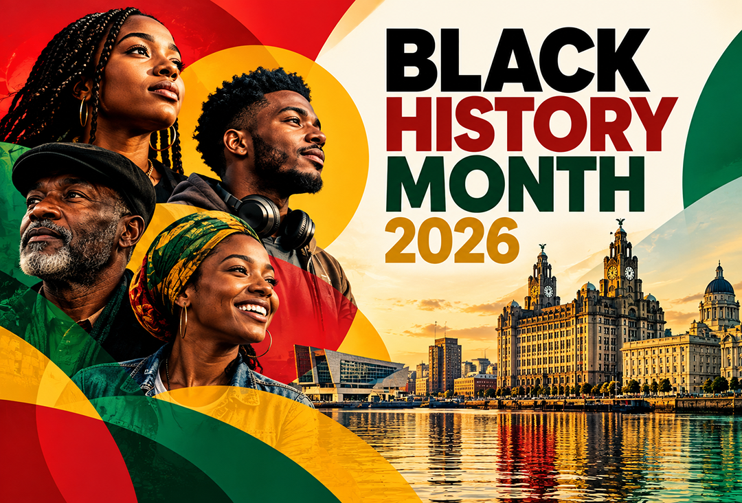 Image celebrating Black History Month - featuring key historical figures