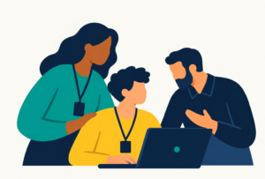Illustration of adults supporting young learner